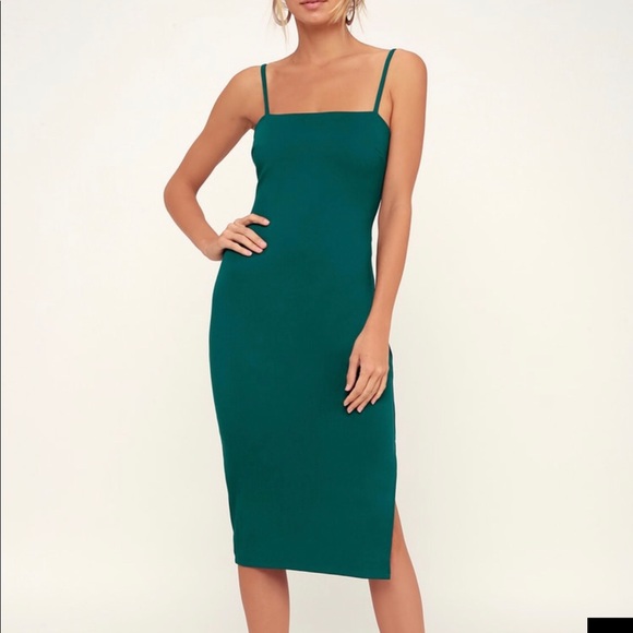 paulina red bodycon midi dress